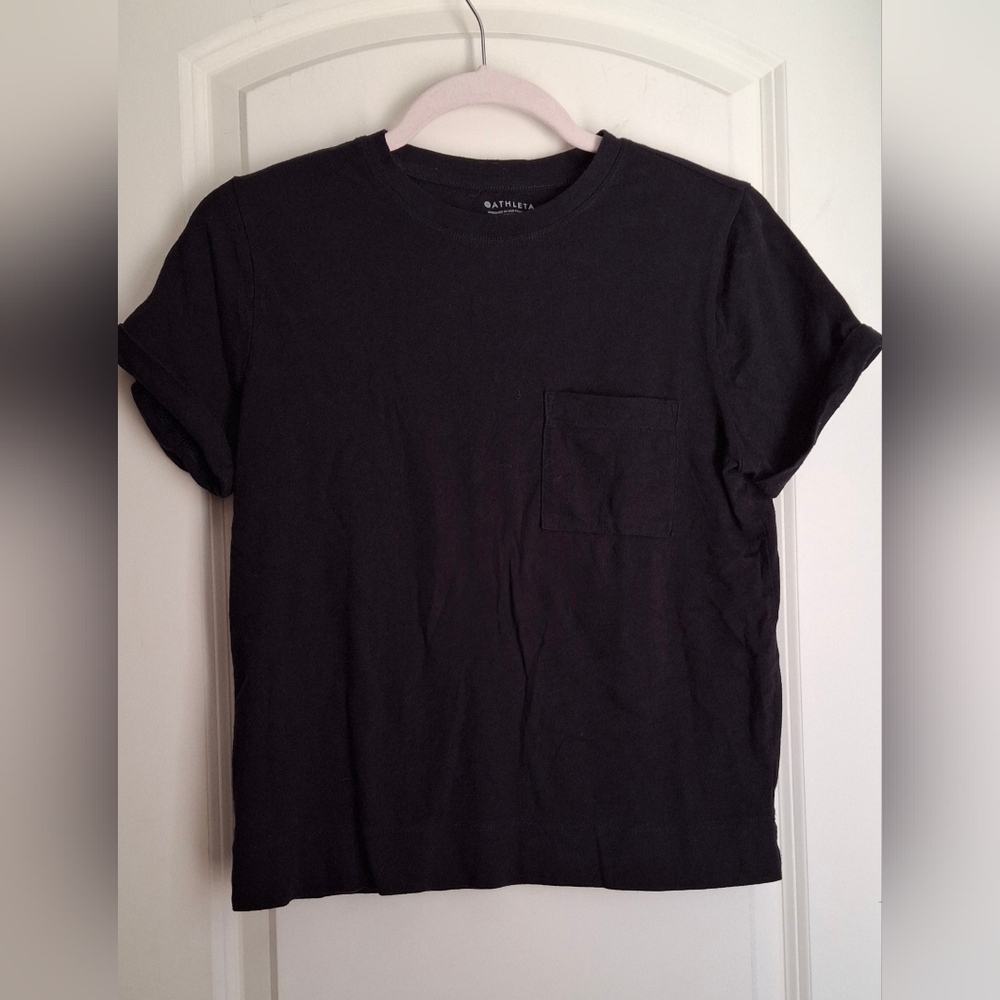 Athleta cropped black t_ shirts‎ size XS sporty casual gym yoga run
